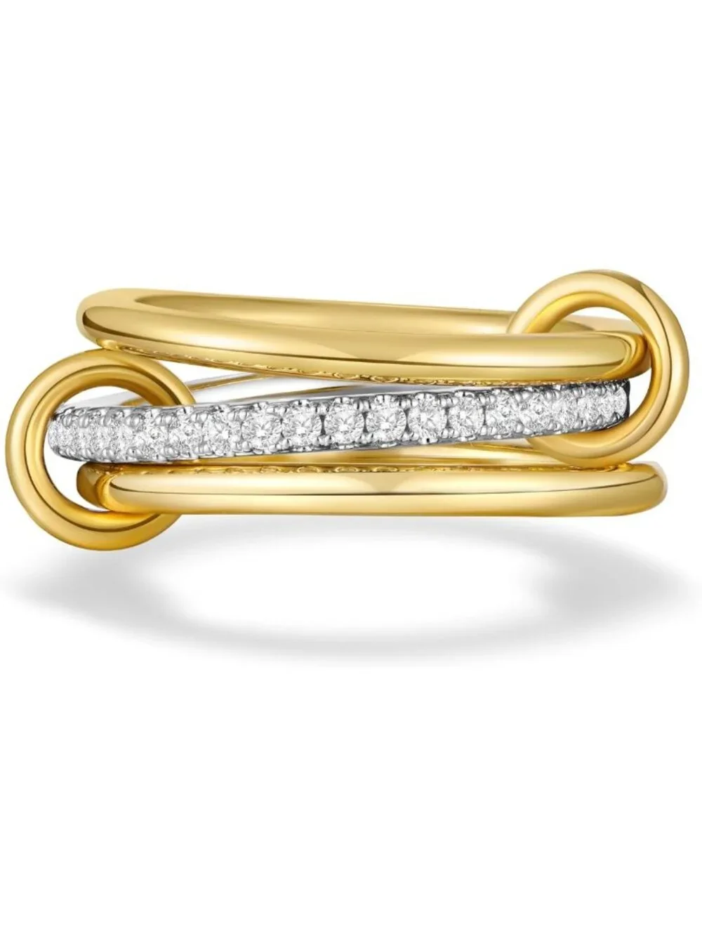 14K Gold Plated Stackable Rings Set, CZ Cubic Zirconia, Interlocking Bands for